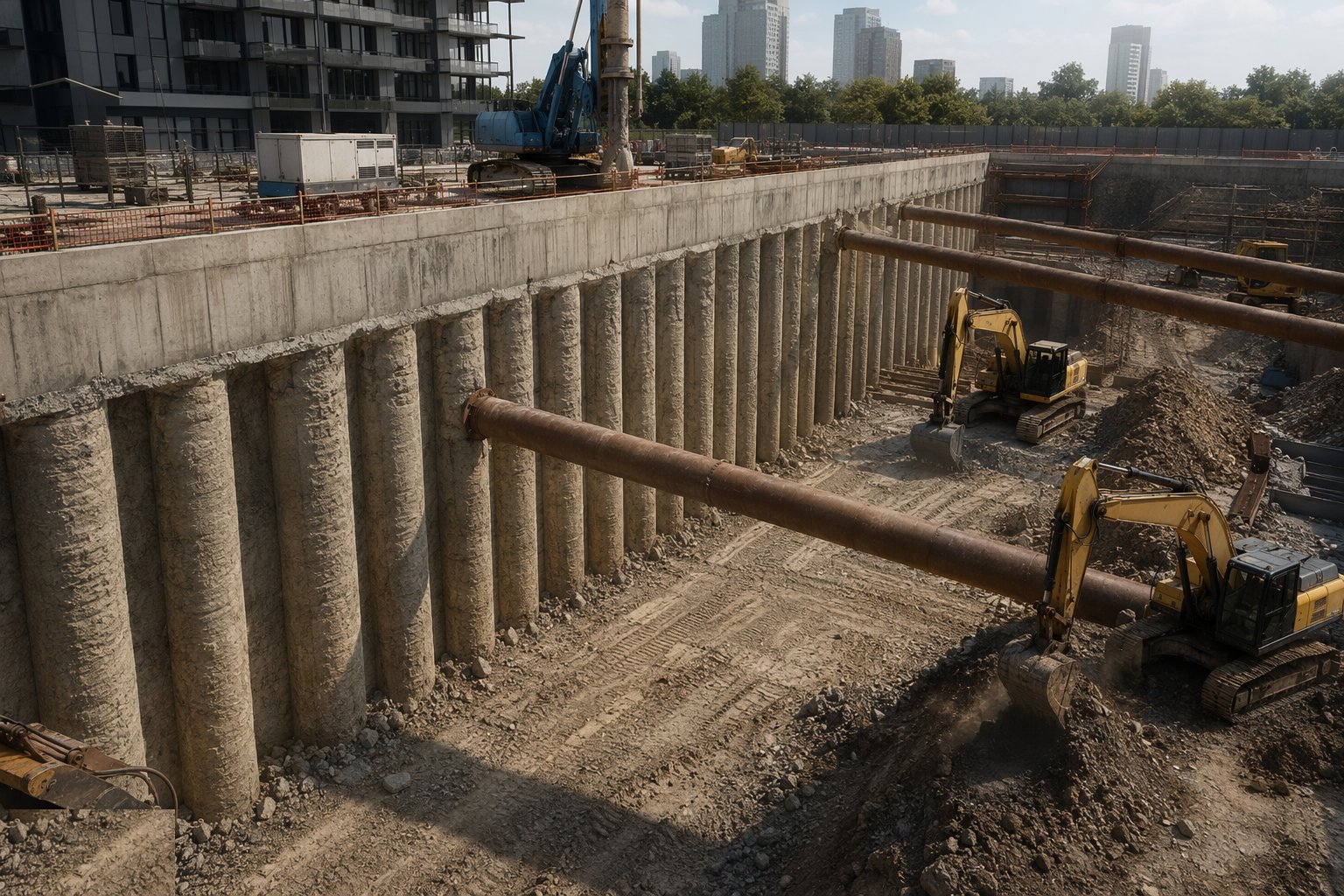 Install the wall before the dig — Basement / deep excavation, step 2