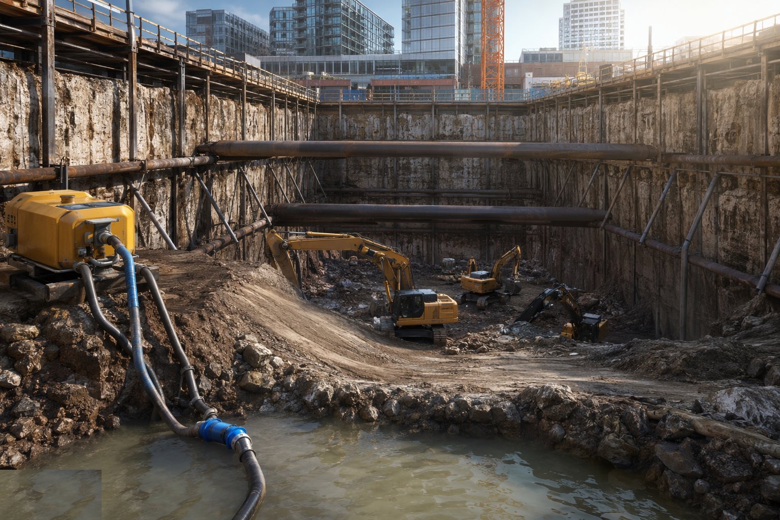 Commission dewatering ahead of the dig — Basement / deep excavation, step 3