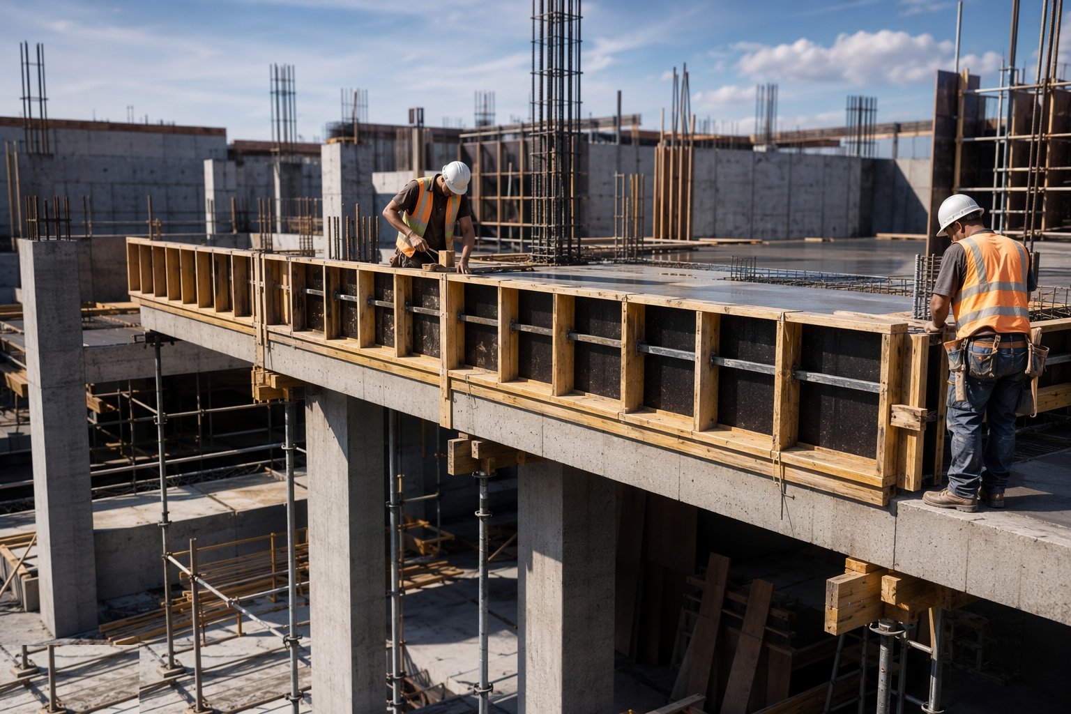 Erect beam soffits and sides — Beam and slab frames, step 3