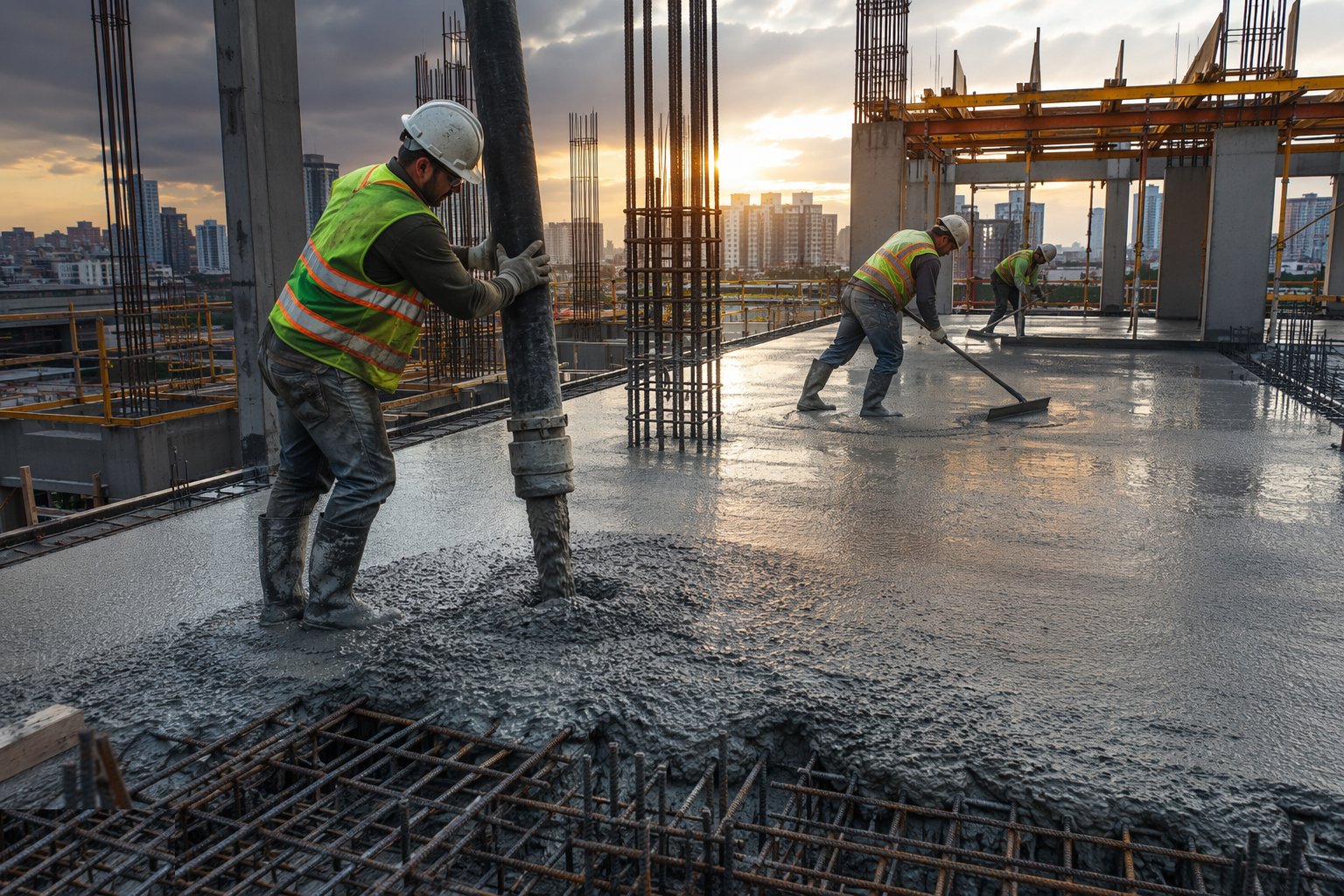 Pour in the designed sequence — Beam and slab frames, step 5