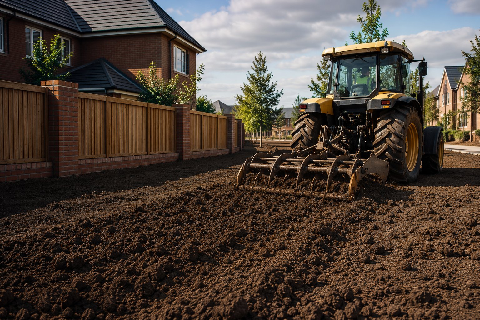 Respread and cultivate the topsoil — Boundaries and soft landscaping, step 3