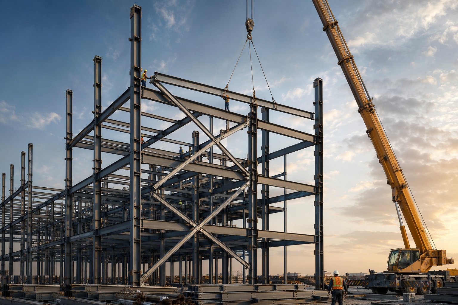 Map the stability system onto the erection sequence — Braced and unbraced frames, step 1