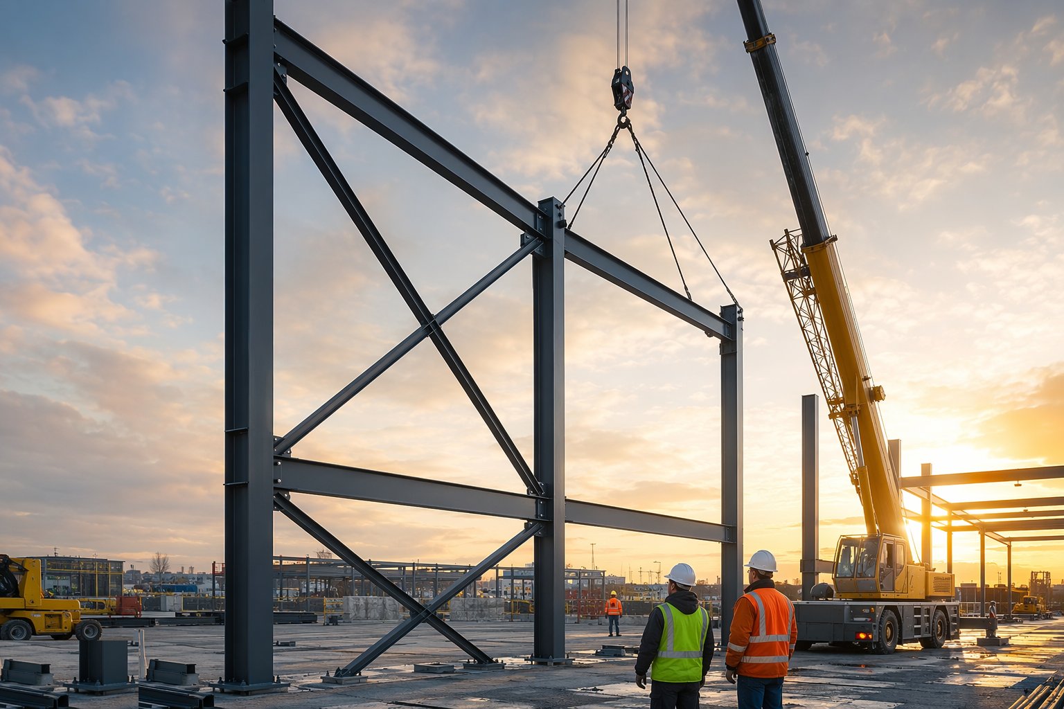 Erect and complete the braced bays first — Braced and unbraced frames, step 2