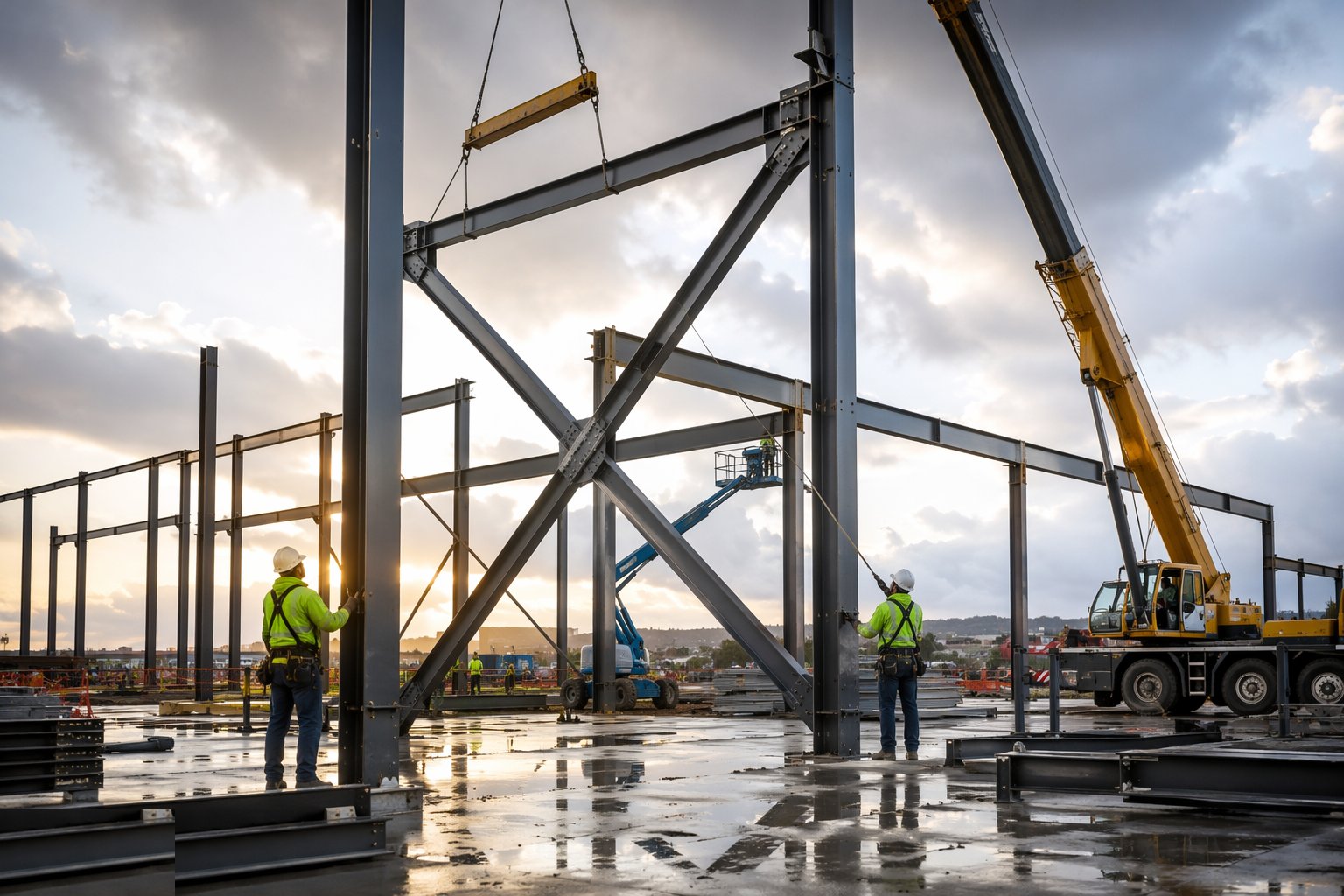 Build outward with temporary stability — Braced and unbraced frames, step 3