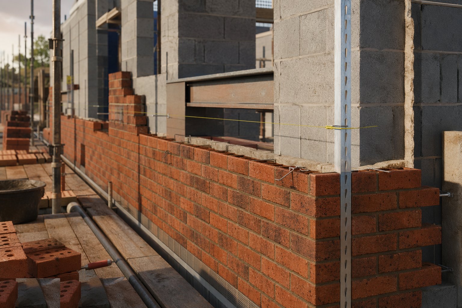 Build the first lift and establish the gauging — Brickwork outer leaf, step 2
