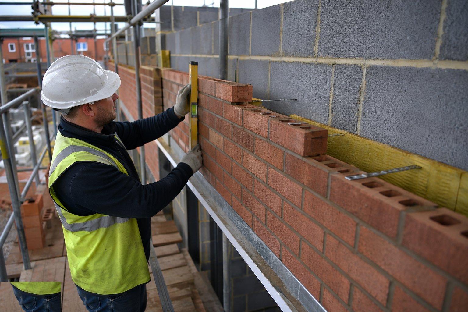 Complete the elevations to line and datum — Brickwork outer leaf, step 5