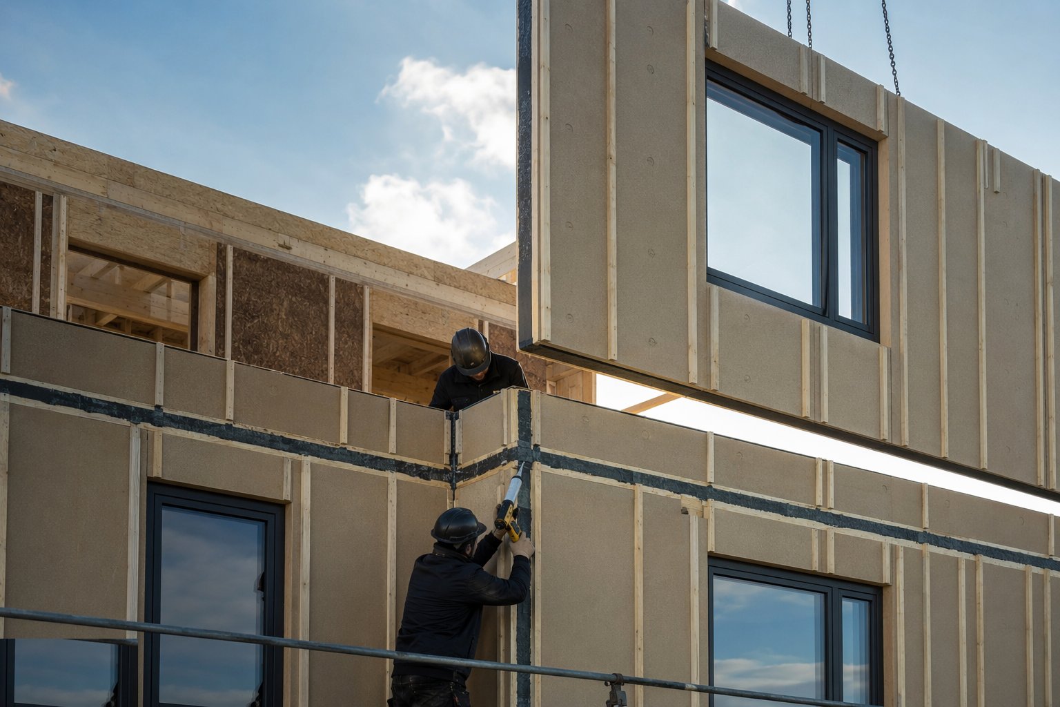 Seal the joints — structure, air and weather — Closed-panel timber frame, step 4