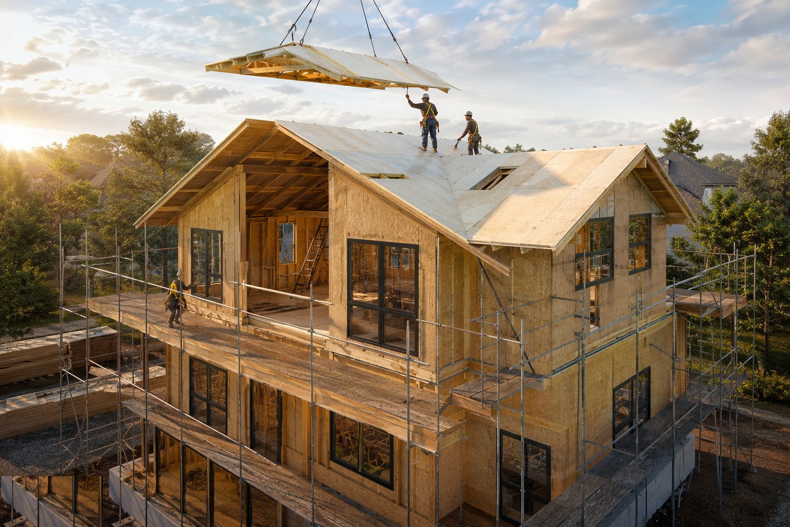 Complete the roof and the interfaces — Closed-panel timber frame, step 5