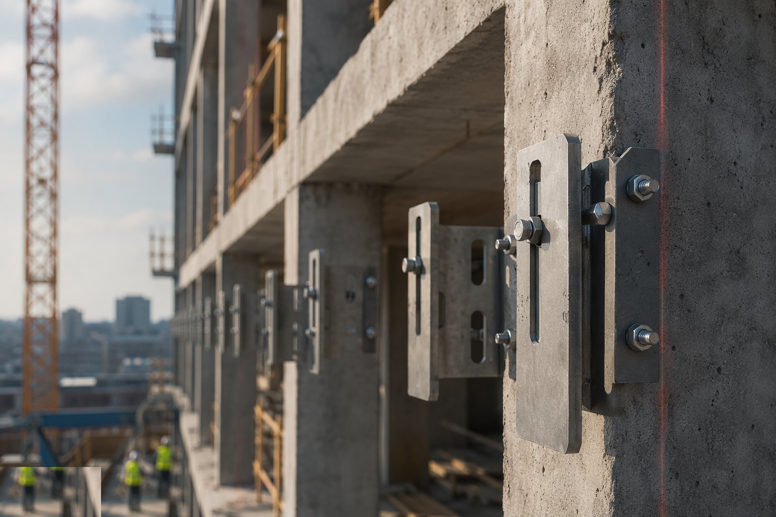 Install and align the brackets — Curtain walling: unitised and stick, step 2