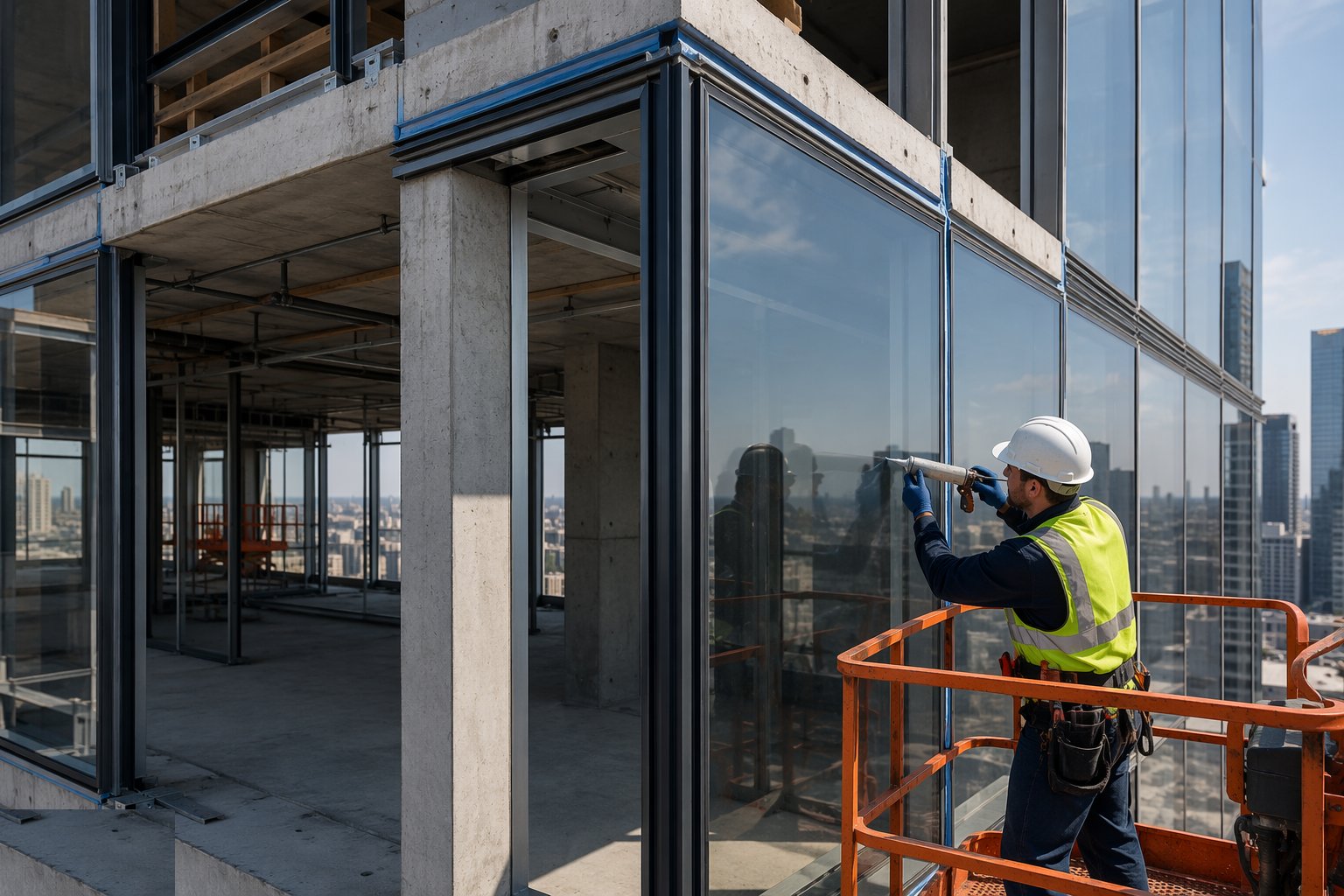 Seal the movement and perimeter joints — Curtain walling: unitised and stick, step 4