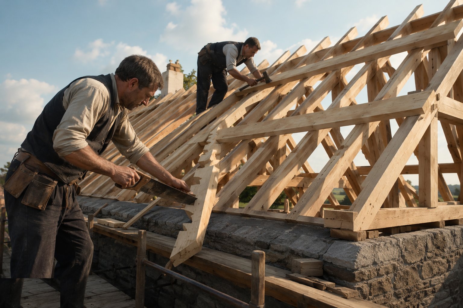 Cut and fix the common rafters — Cut roofs and traditional carpentry, step 2