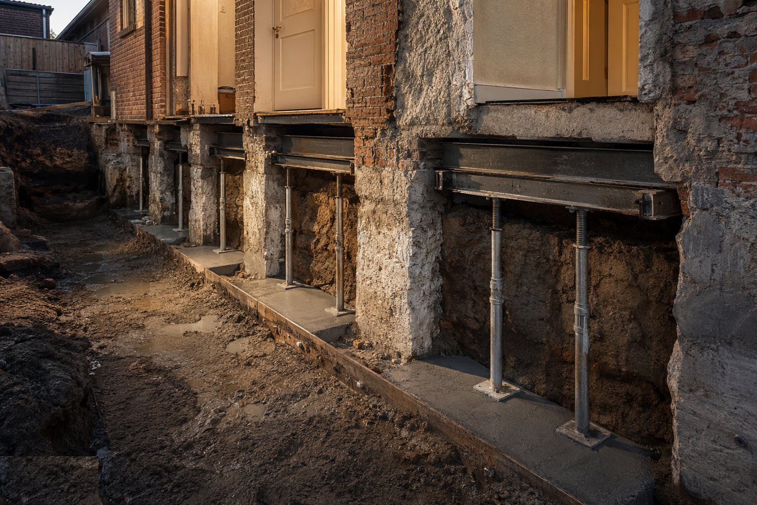 Complete the hit-and-miss sequence around the perimeter — Domestic cellars and underpinning, step 5
