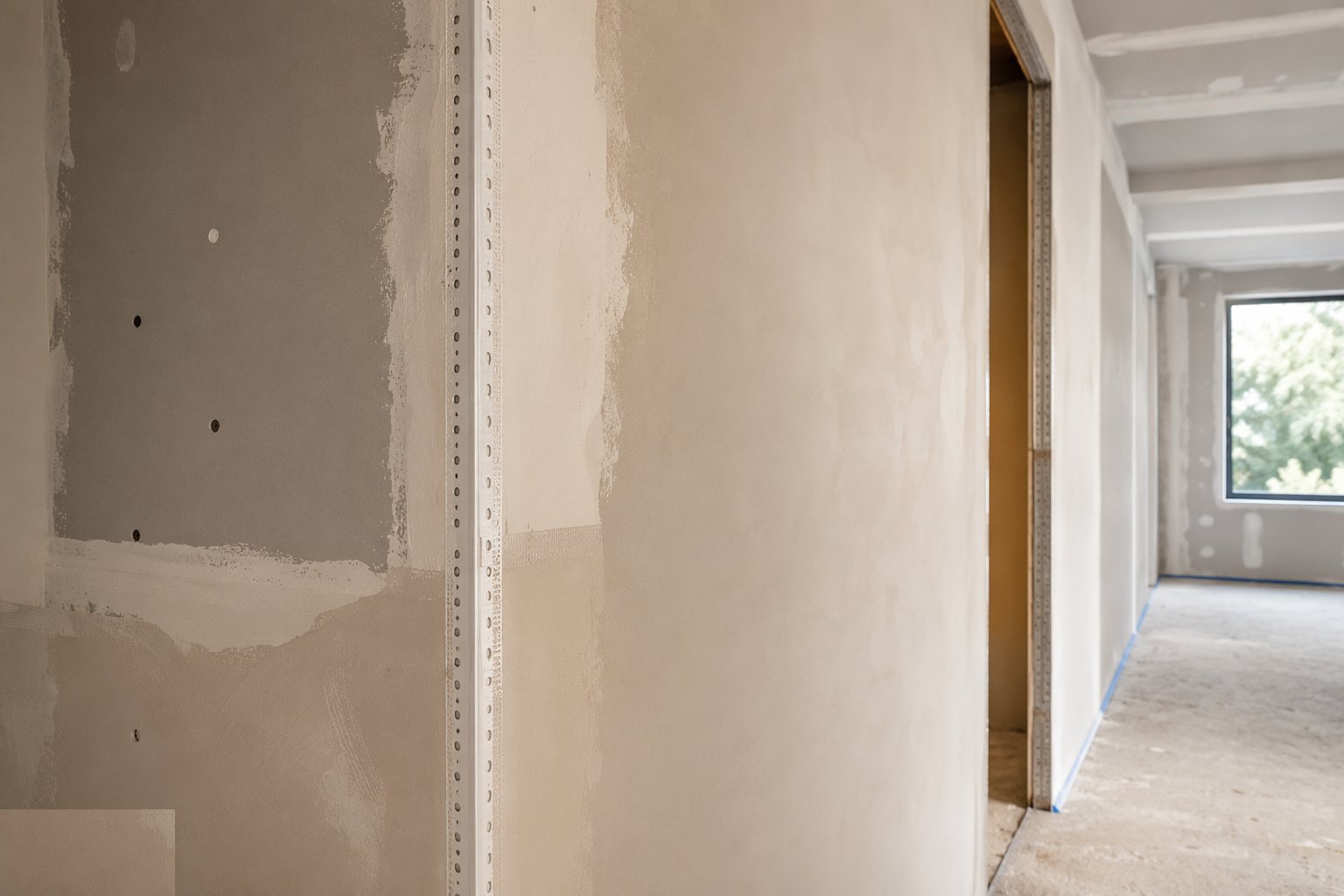 Set beads and abutments — Dry lining and plastering, step 3