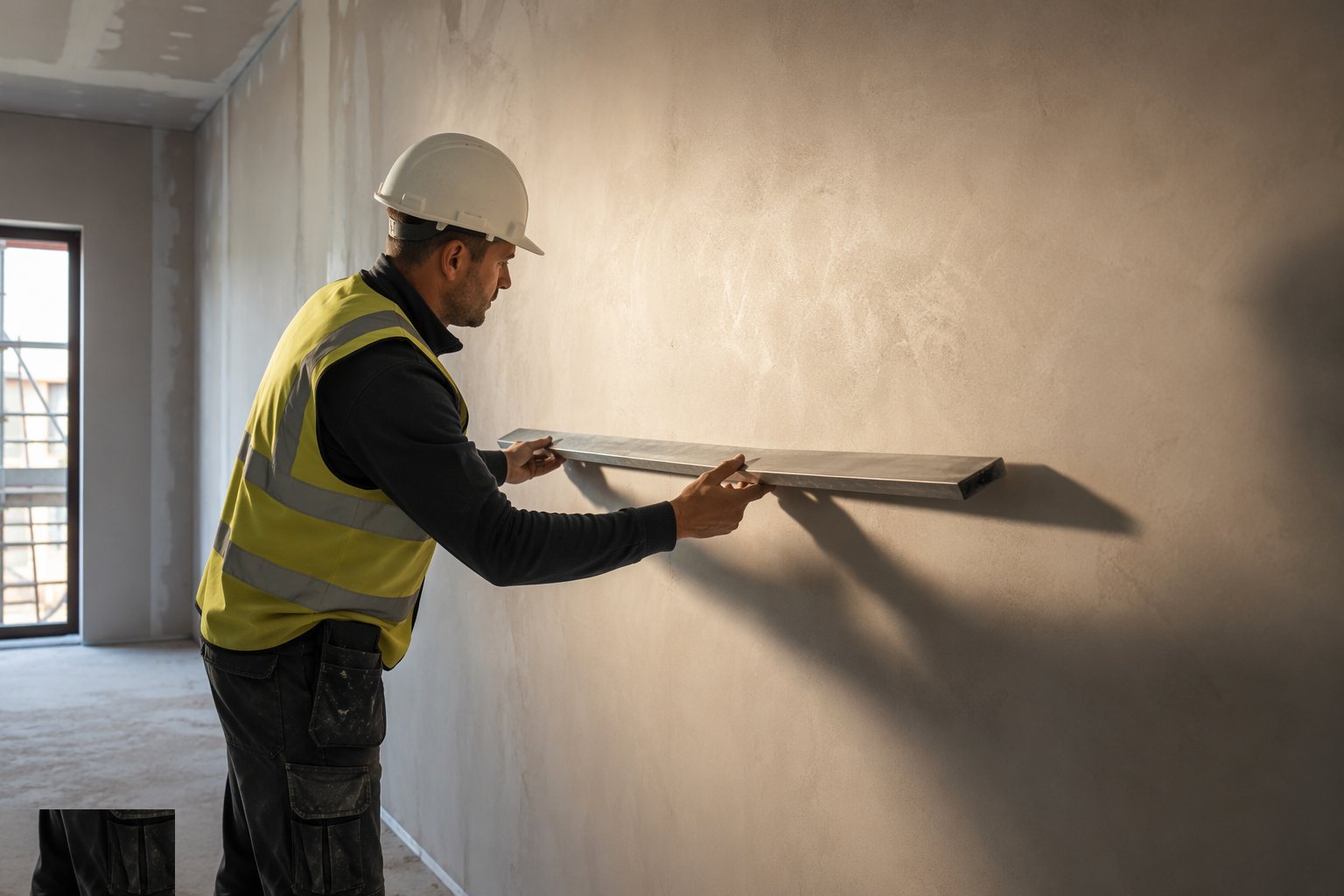 Inspect in critical light — Dry lining and plastering, step 6