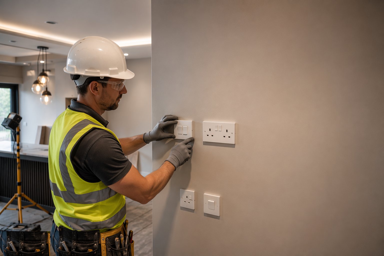 Dress the accessories and plates — Electrical second fix, step 1