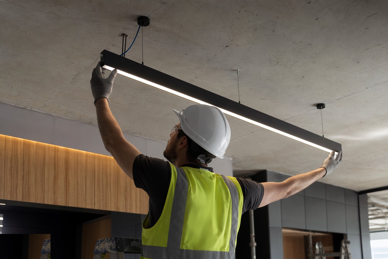 Fit and connect the luminaires — Electrical second fix, step 2