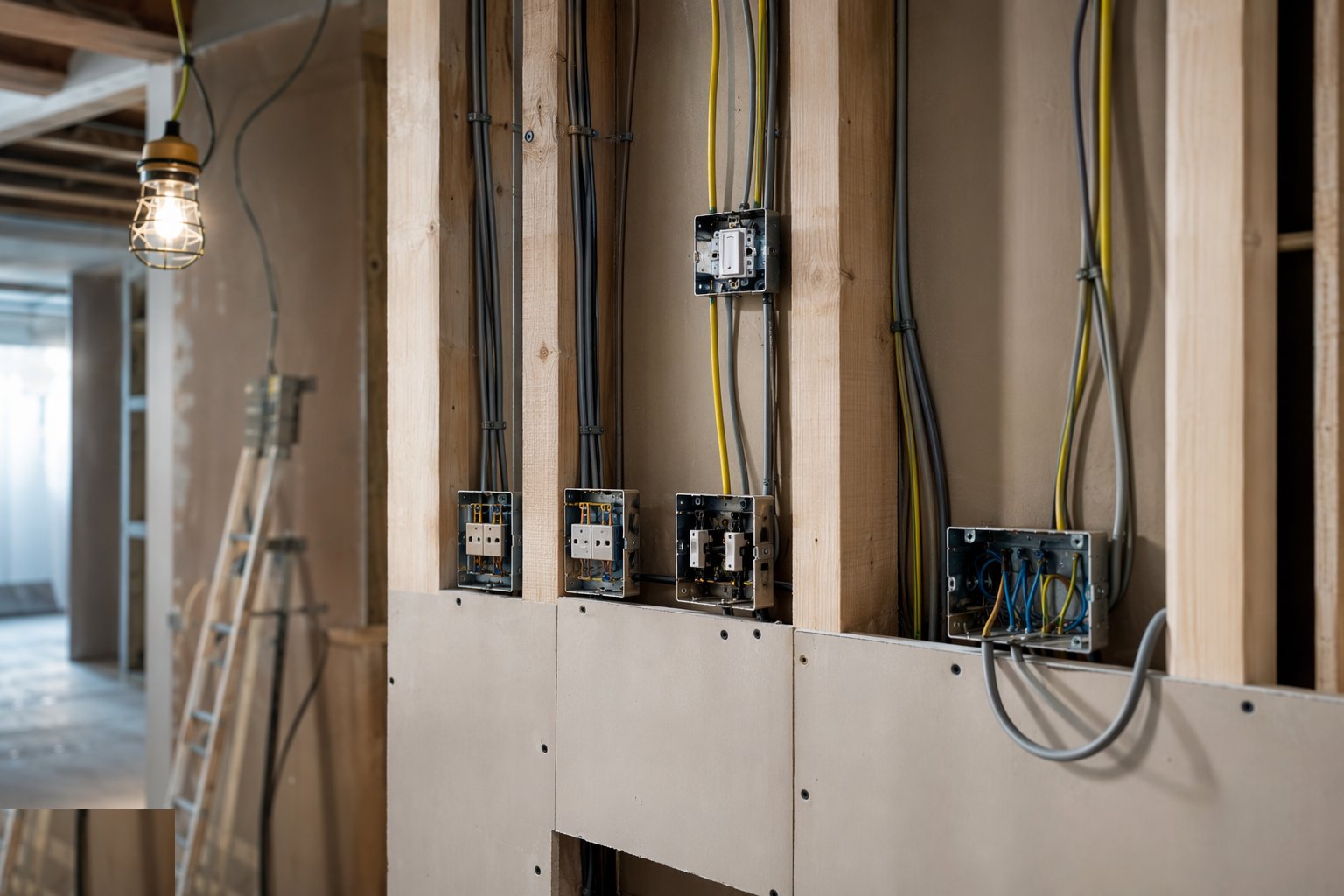 Dress the boards — Electrical second fix, step 3