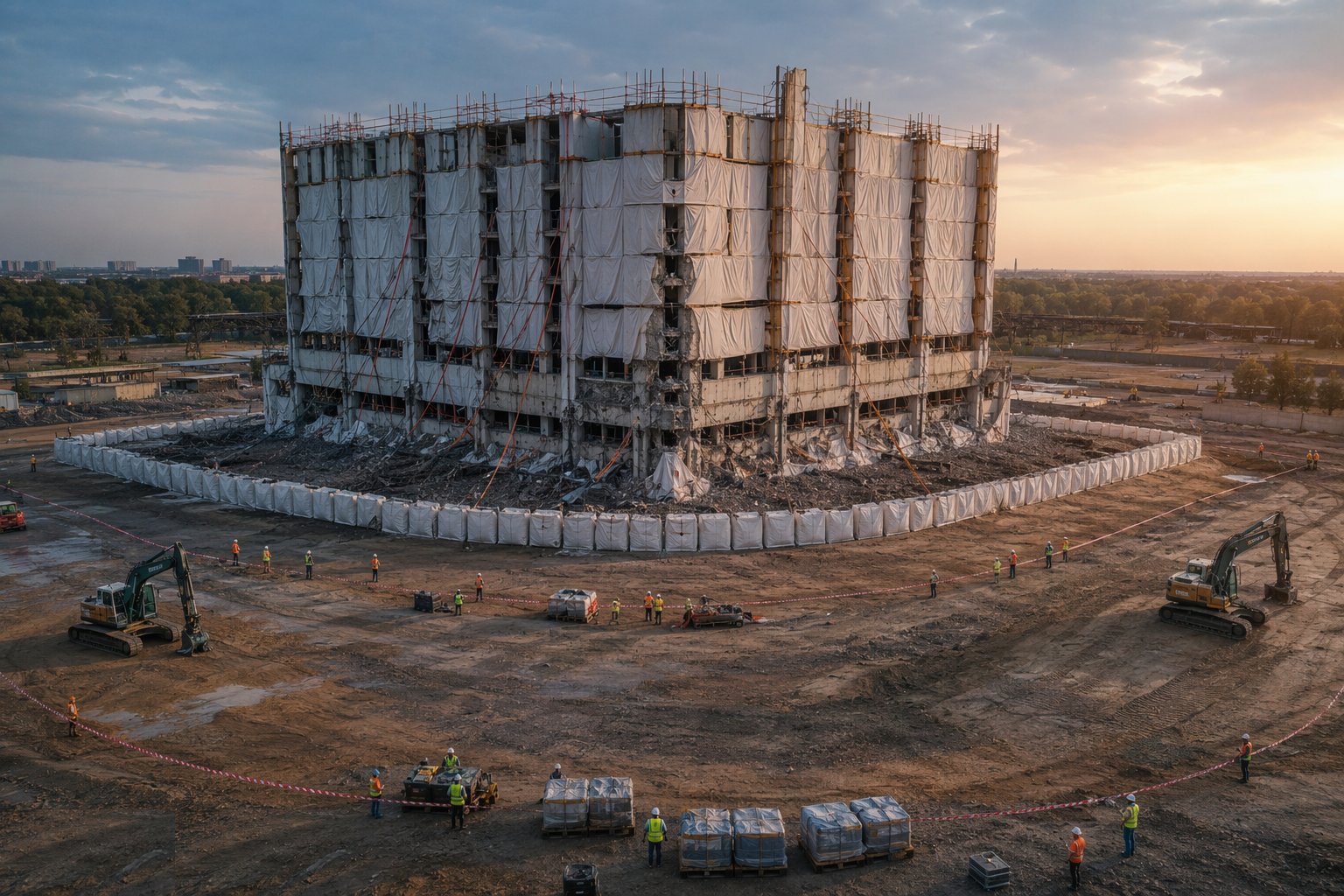 Strip, pre-weaken and protect — Explosive demolition, step 2