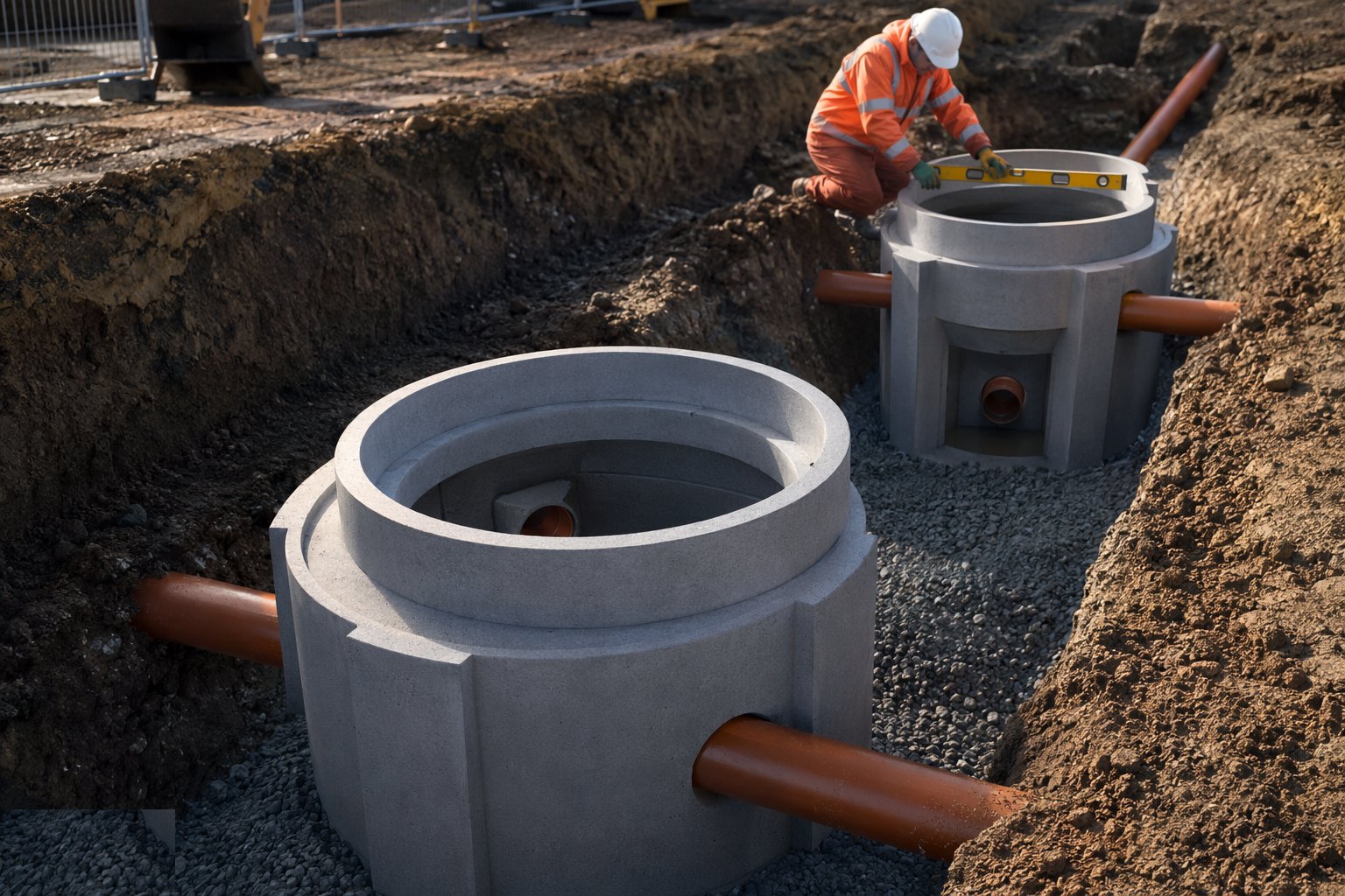 Build the chambers — Foul and surface water drainage, step 3