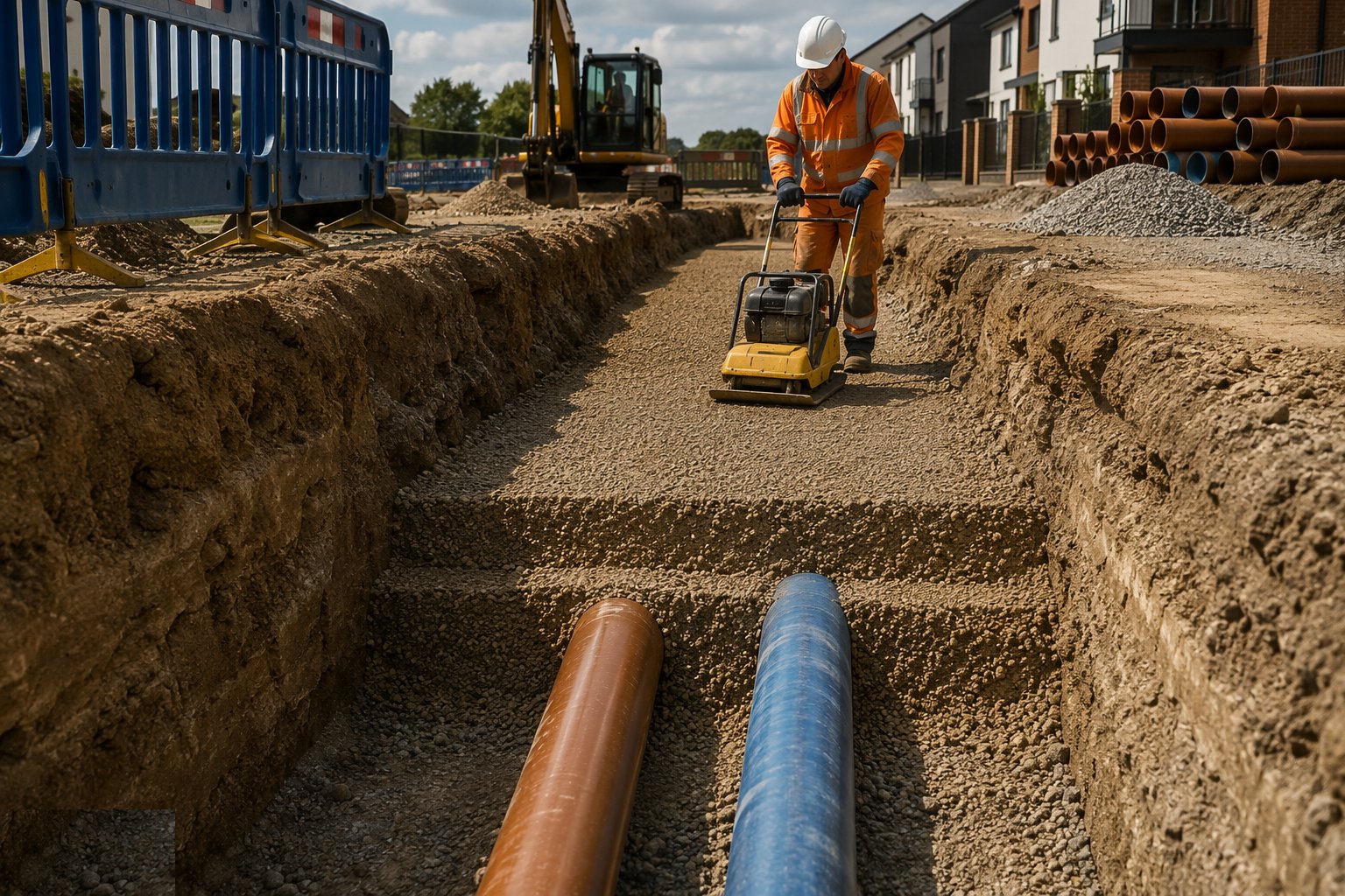 Backfill in layers — Foul and surface water drainage, step 5