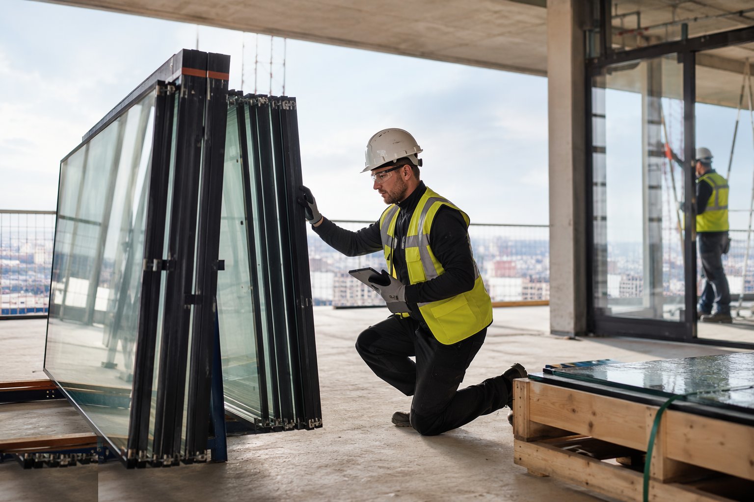 Verify delivered units against the schedule — Glazing specifications, step 2