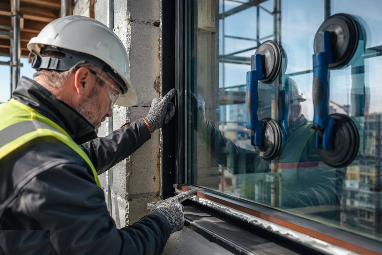 Verify markings and orientation before closure — Glazing specifications, step 5