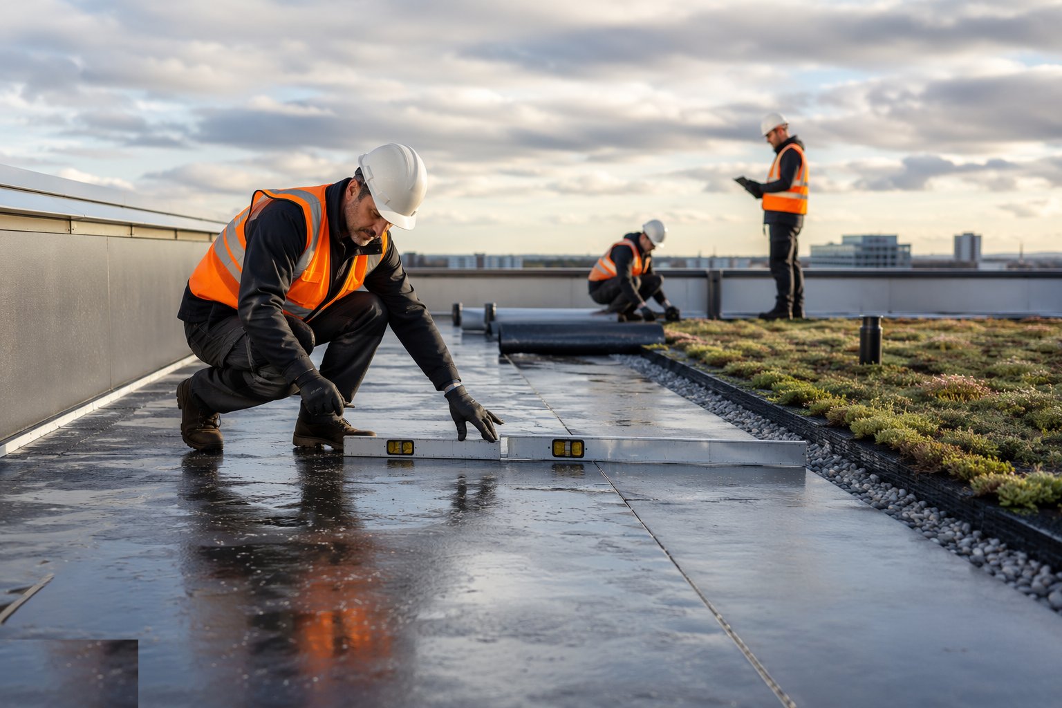 Verify the deck, falls and drainage — Green and inverted roofs, step 1