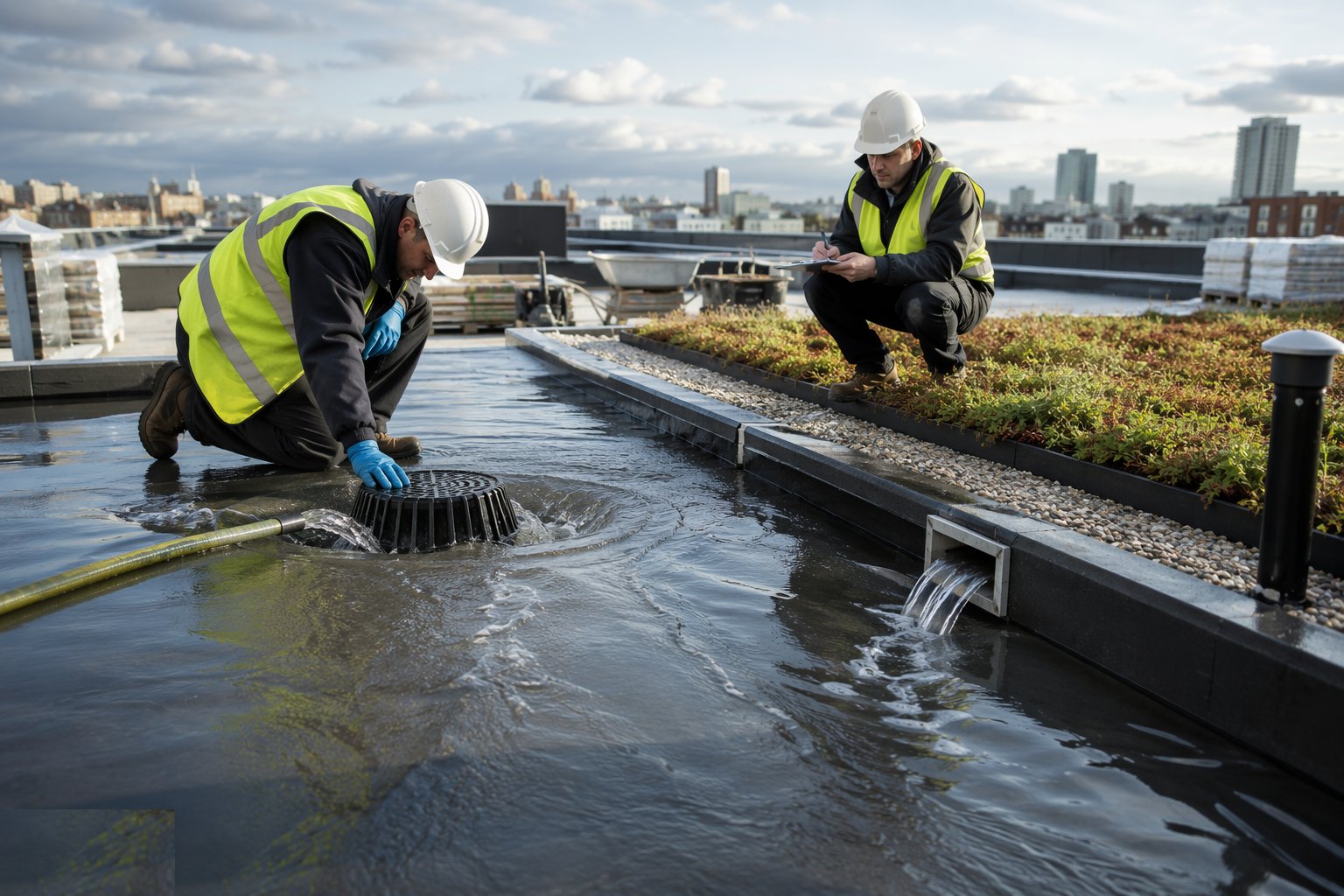 Commission the drainage and set the maintenance regime — Green and inverted roofs, step 6