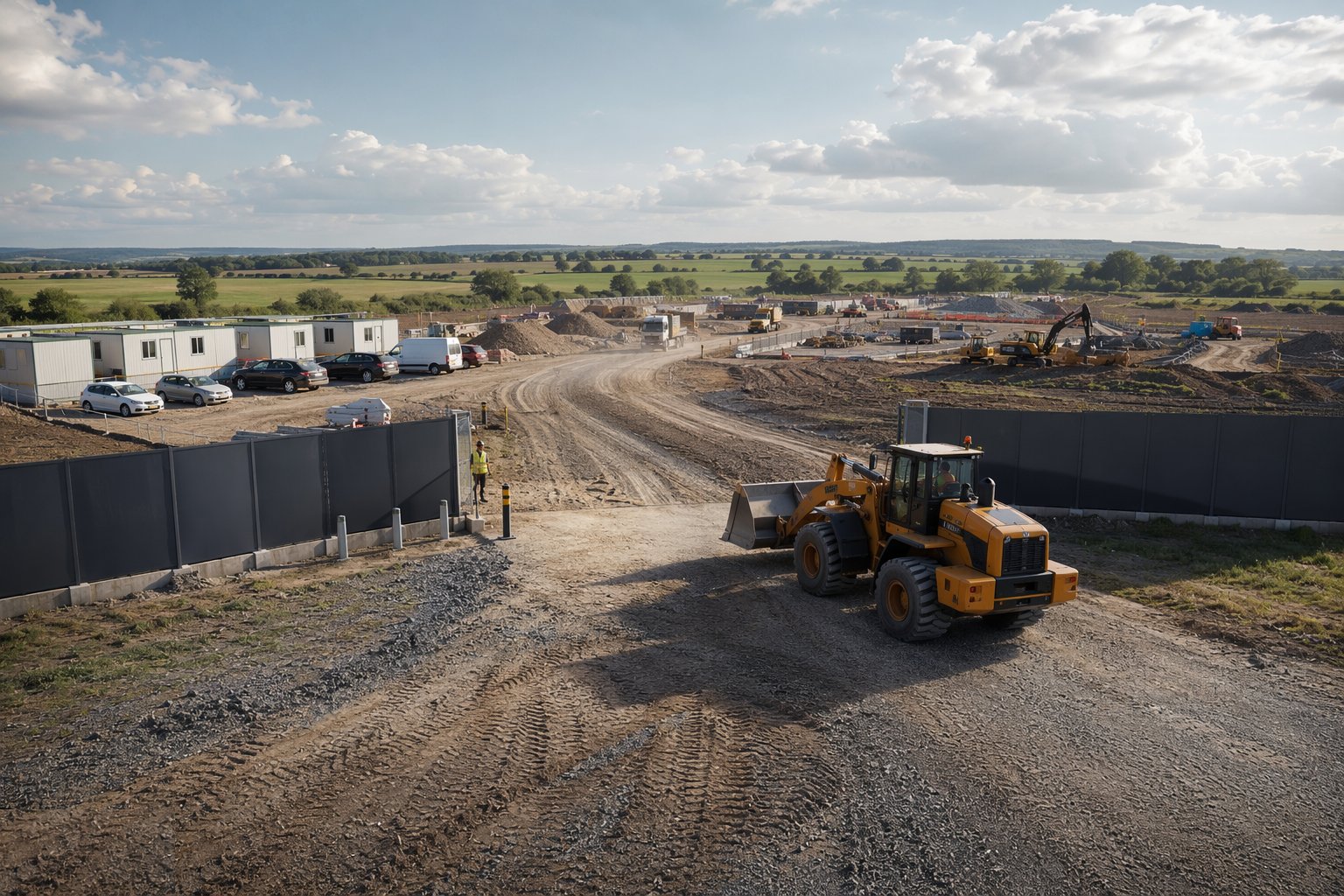 Form the construction entrance first — Greenfield set-up, step 2