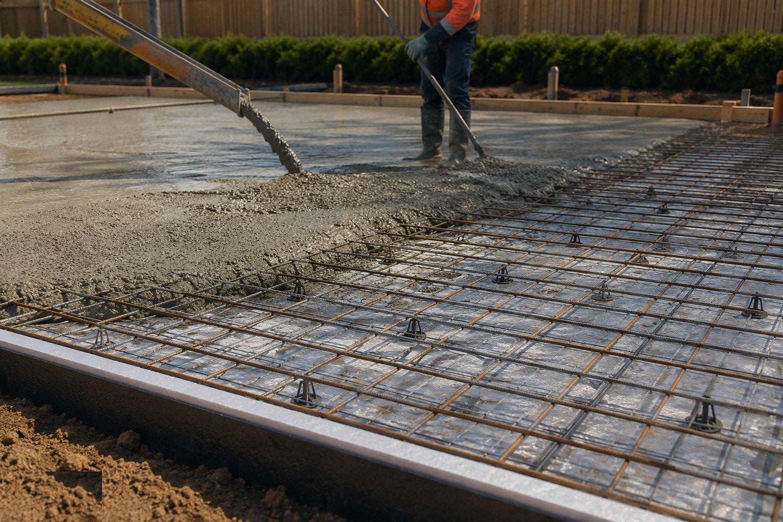Place mesh and pour the slab — Ground-bearing slabs, step 5