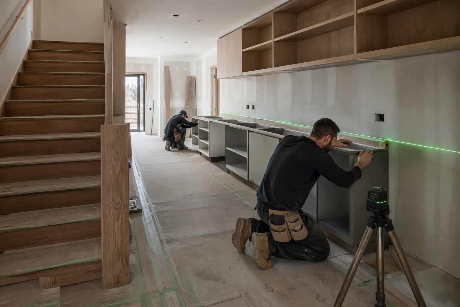 Fit the kitchens — Joinery: stairs, kitchens, doors, step 4