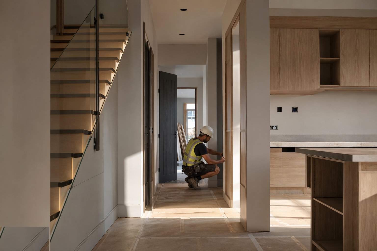 Adjust, snag and protect — Joinery: stairs, kitchens, doors, step 6