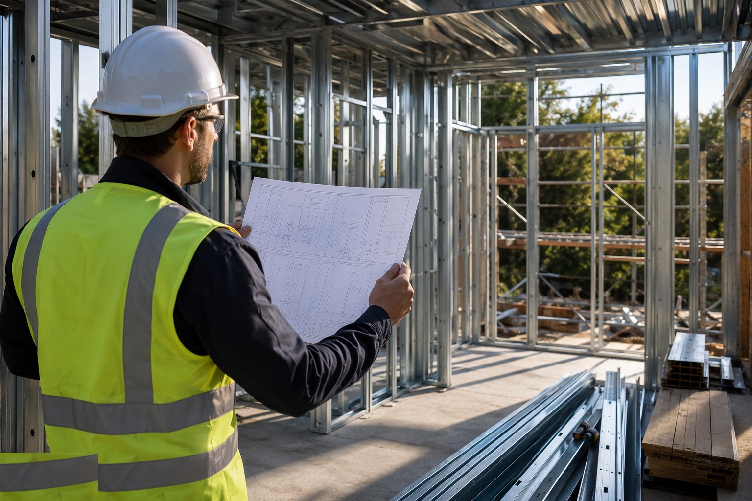 Verify the base and the panel schedule — Light gauge steel framing, step 1