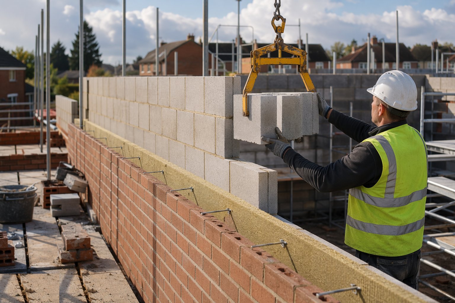 Raise the inner leaf in lifts — Masonry cavity walls, step 2