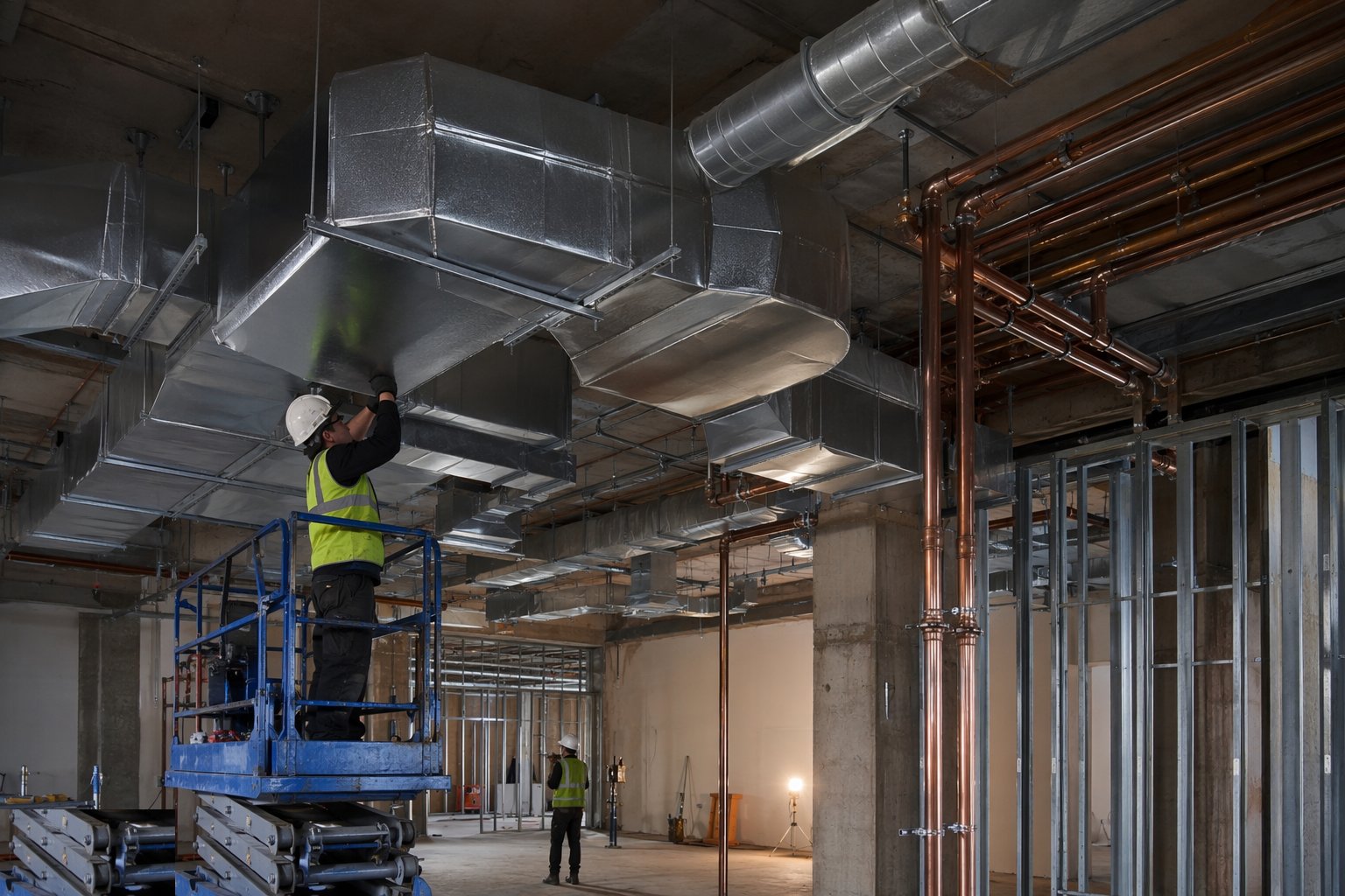Fabricate and hang the ductwork — Mechanical: ventilation and heating distribution, step 2