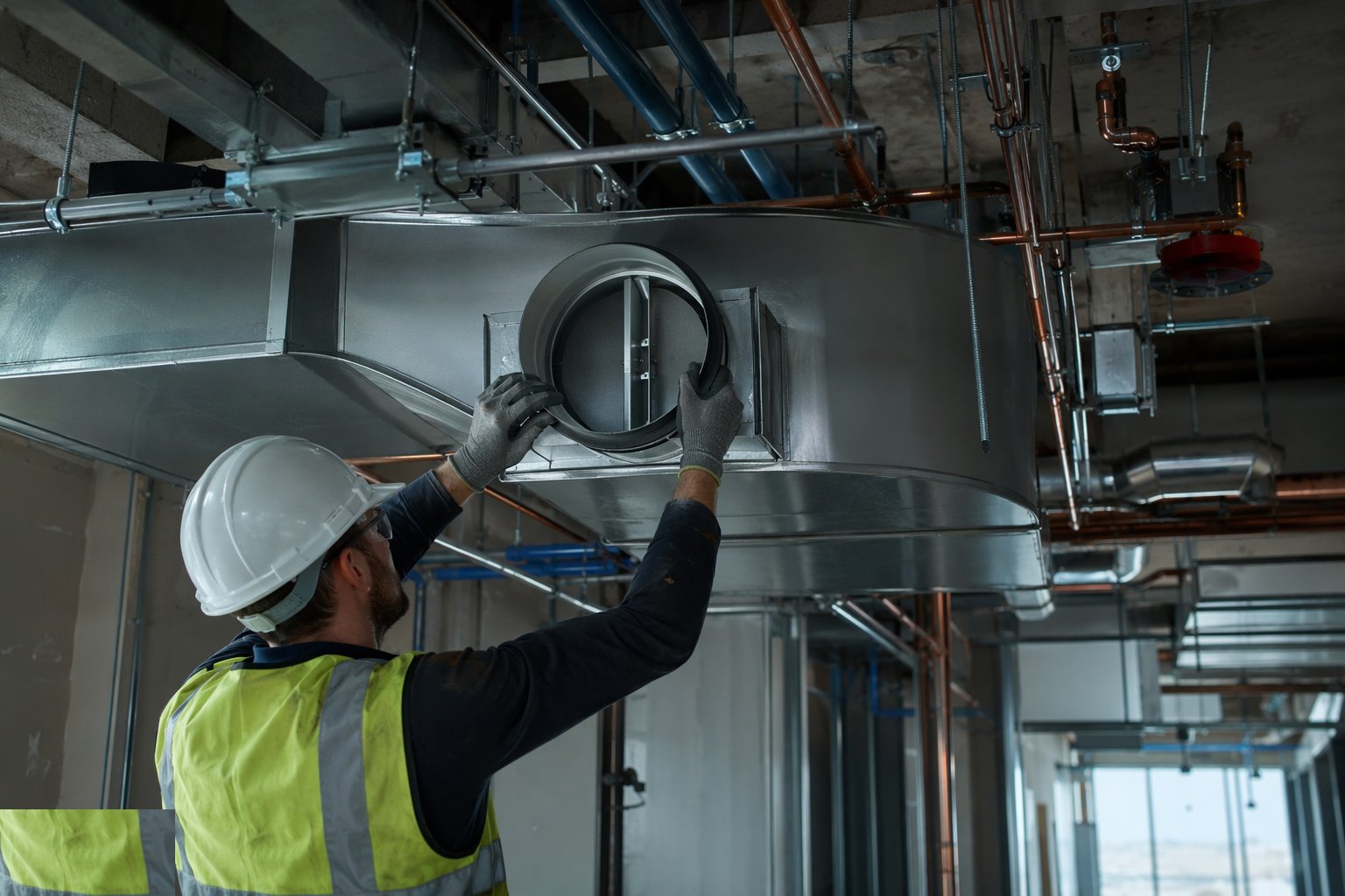 Install dampers, access and fire interfaces — Mechanical: ventilation and heating distribution, step 3
