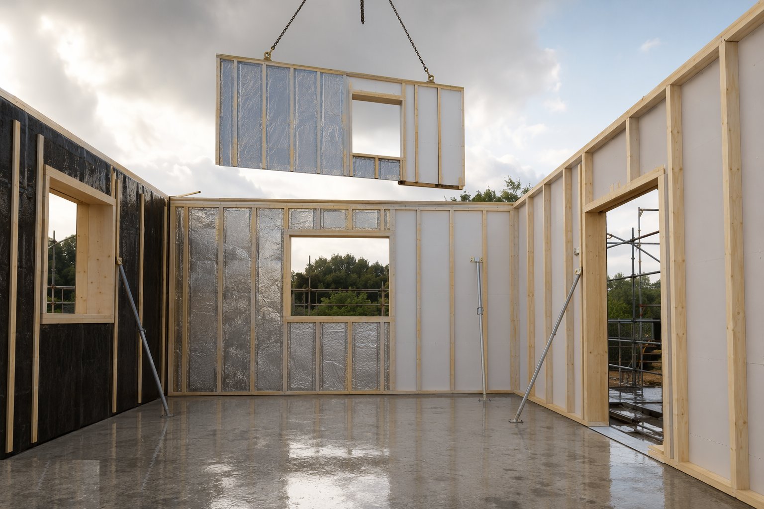 Insulate, vapour-check and line out — Open-panel timber frame, step 6