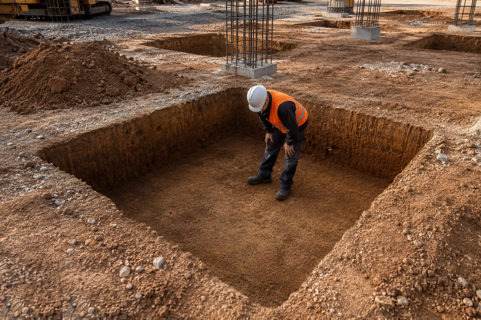 Excavate and inspect the formation — Pad foundations, step 2