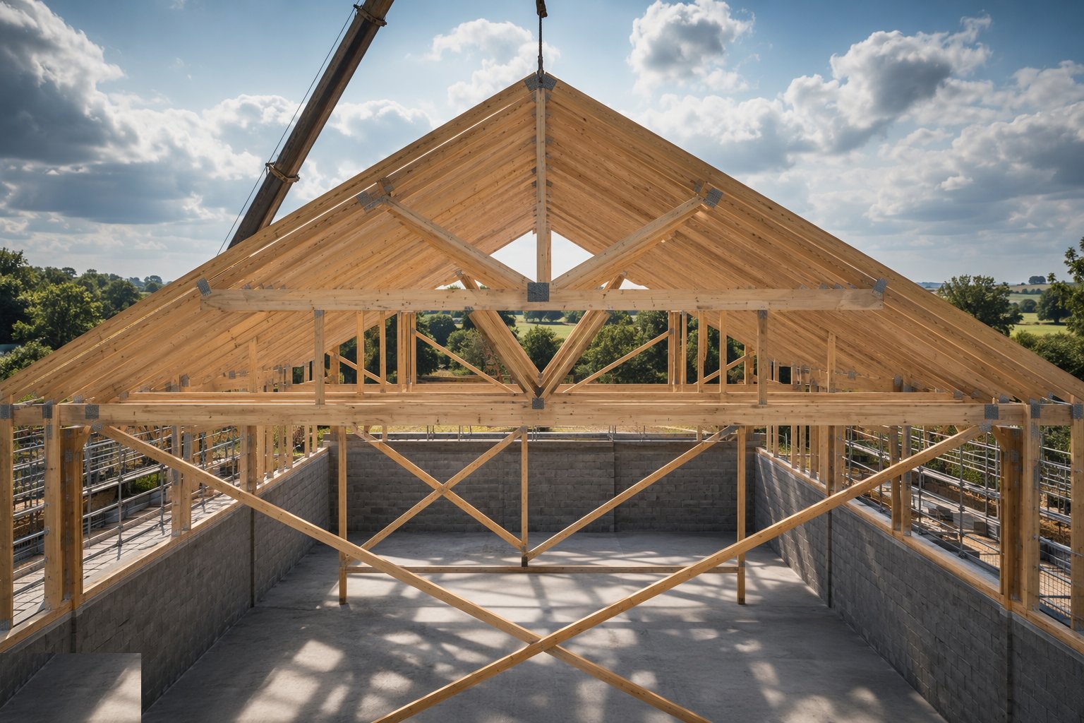 Install the permanent bracing exactly as drawn — Pitched roofs with trussed rafters, step 3