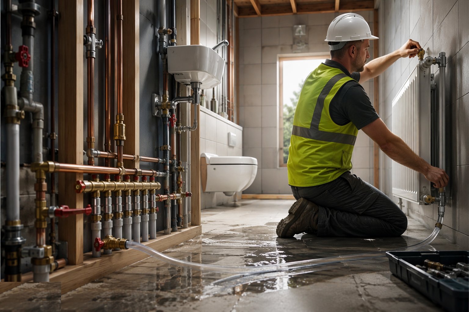 Fill, vent and leak-hunt — Plumbing second fix, step 3