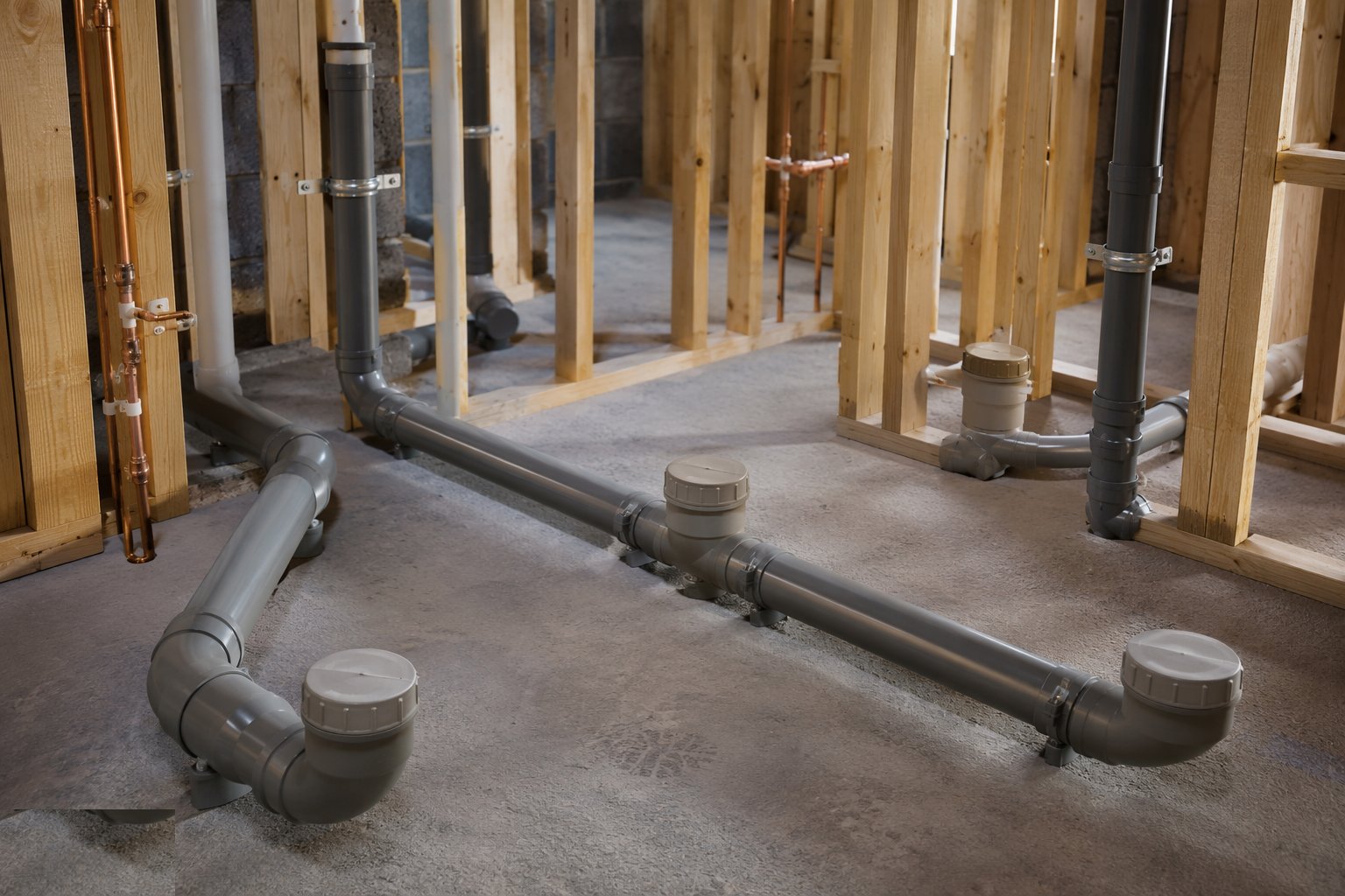 Install access at every change of direction — Plumbing: soil, waste and supply, step 2