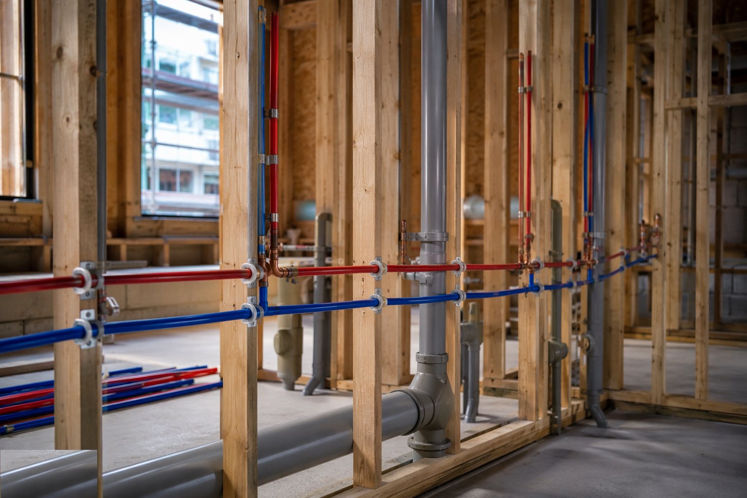 Run and clip the supply pipework — Plumbing: soil, waste and supply, step 3
