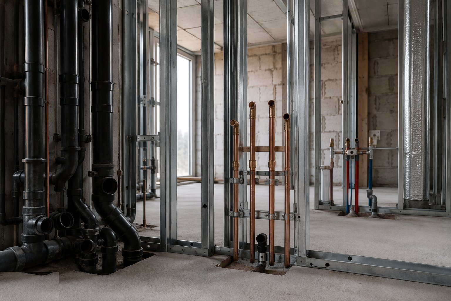 Set terminal positions from the finishes drawings — Plumbing: soil, waste and supply, step 4