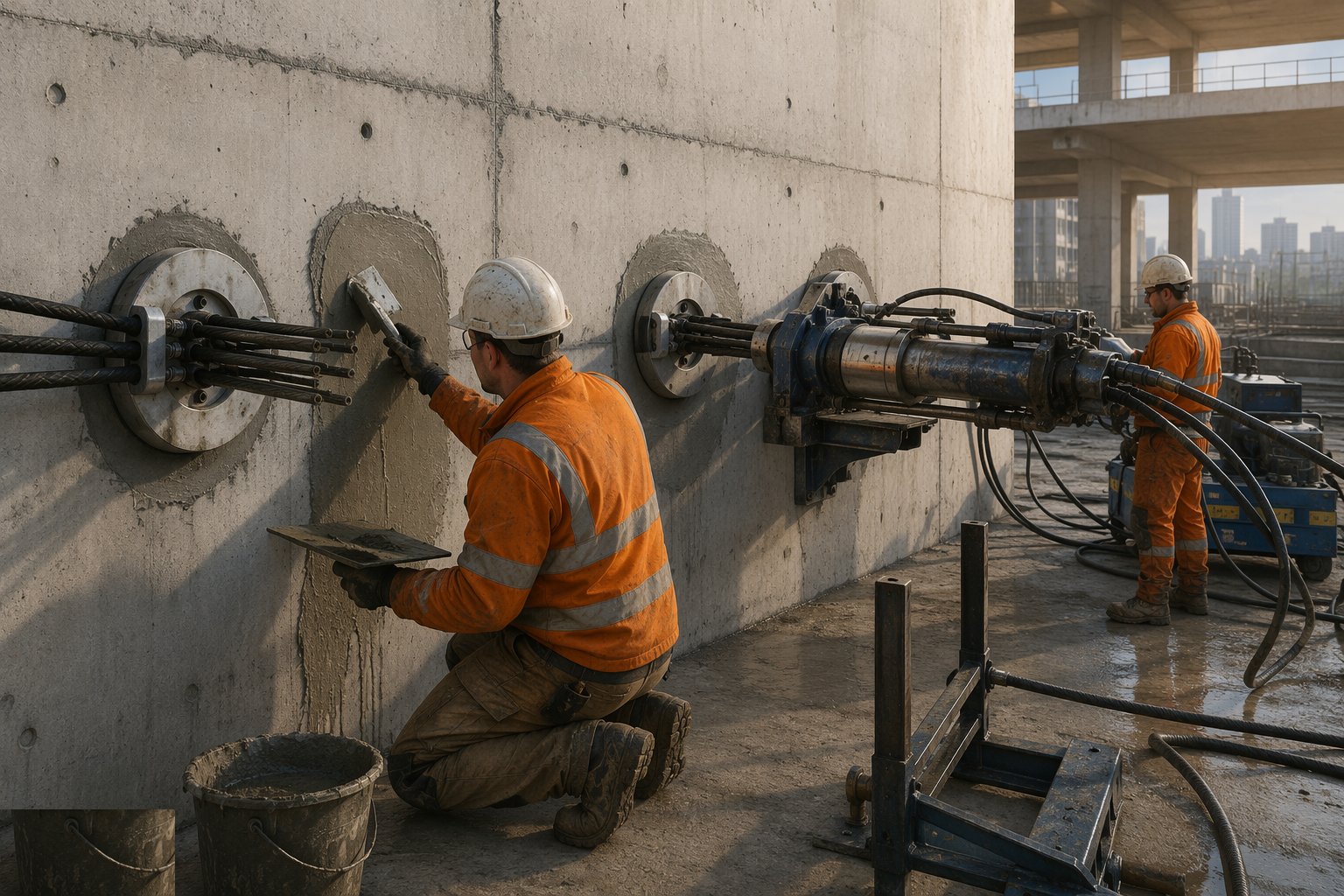 Lock off, grout and make good — Post-tensioned slabs, step 5