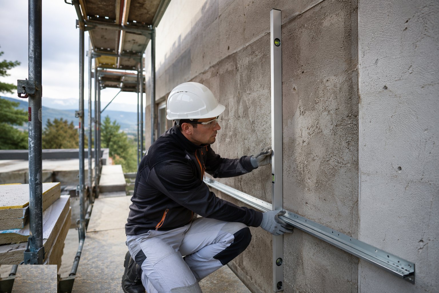 Survey the substrate and set the base track — Render and EWI systems, step 1