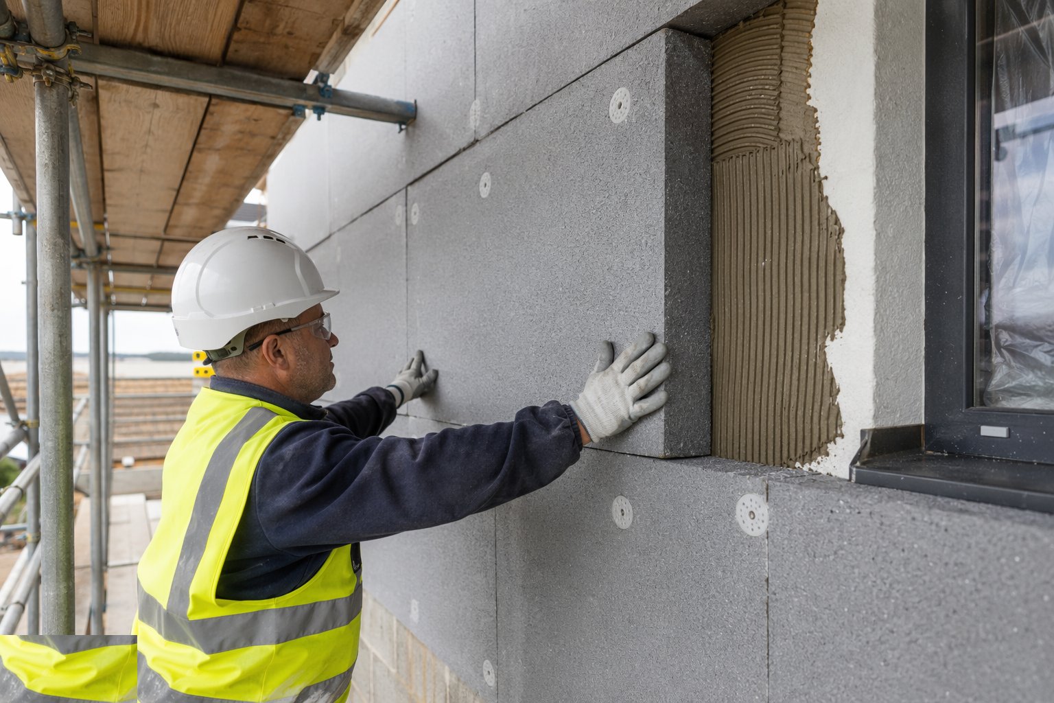 Fix the insulation boards — Render and EWI systems, step 2