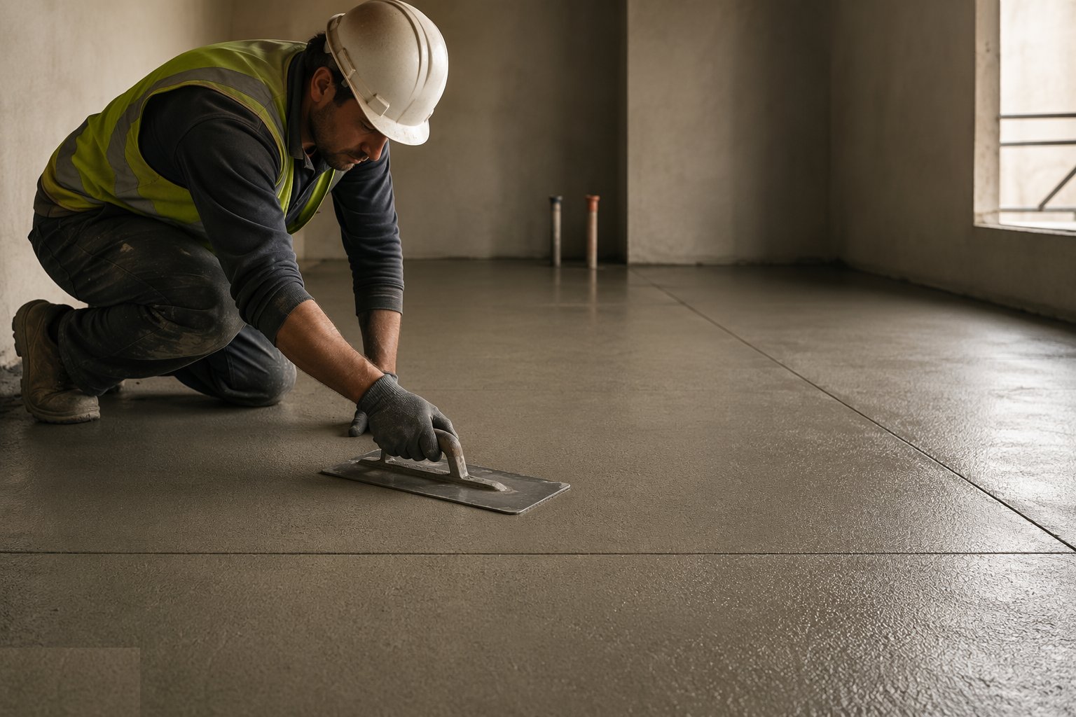Trowel closed and form the day joints — Sand-cement screed, step 4
