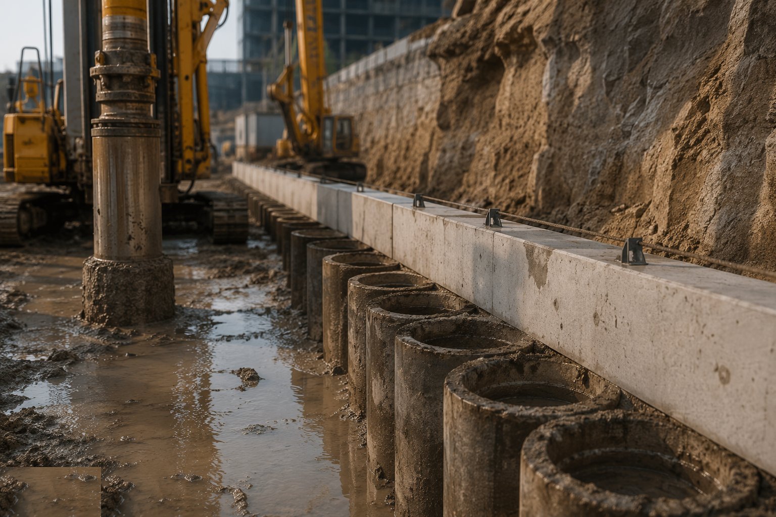 Cast the guide wall and set the sequence — Secant pile walls, step 1