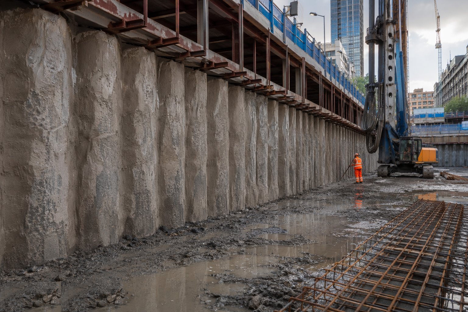 Prepare the face and build the lining — Secant pile walls, step 5