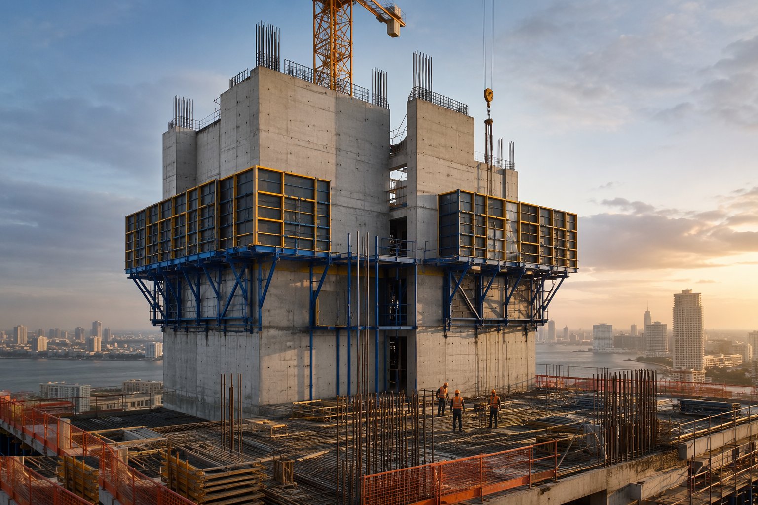 Erect the climbing formwork system — Shear walls and cores, step 2